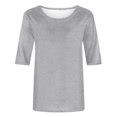 thumbnail image 4 of Erwazi T-Shirts à Manches Mi-Longues pour Femmes, Décontractés, Coupe Ample, Col Ras du Cou, Mignons, Unis, Tuniques Basiques, 4 of 5
