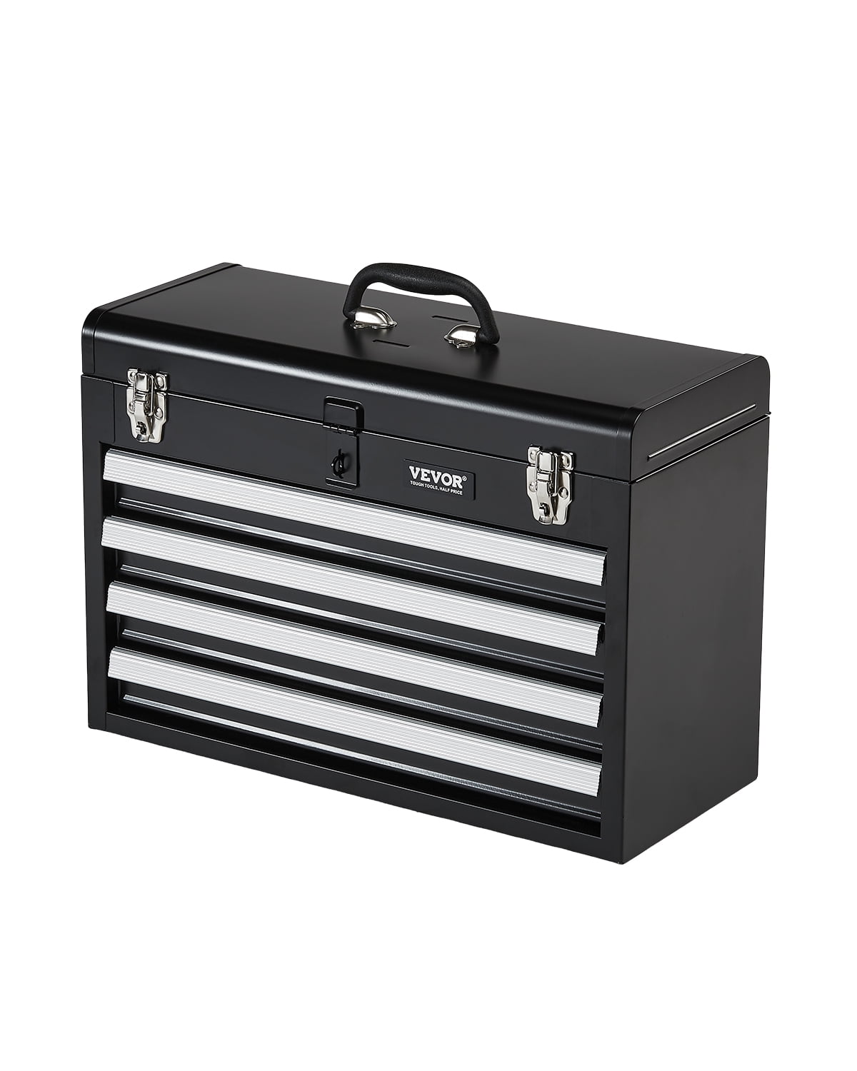 VEVOR Tool Box 20.5-inch Portable Metal Tool Box with 4 Drawers Tool Organizer Black
