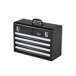 VEVOR Tool Box 20.5-inch Portable Metal Tool Box with 4 Drawers Tool Organizer Black