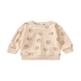 thumbnail image 1 of Pull Décontracté Printemps Automne pour Filles Tout-Petits Beige Manches Longues Col Rond Imprimé Père Noël, 1 of 9