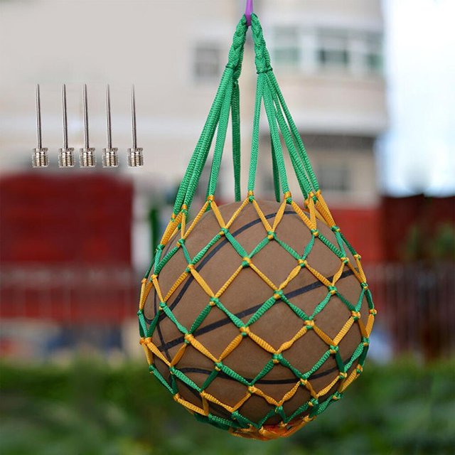 pitrice Mesh Ball Bag Basketball Ball Carry Mesh Storage Multifunctional Net Bag Holder Green Yellow