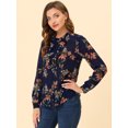 thumbnail image 3 of INSPIRE CHIC Women's Ruffle Collar Long Sleeve Button Down Floral Shirt, 3 of 6