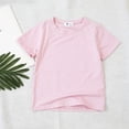thumbnail image 2 of PMVFHDE T-Shirt à Manches Courtes d'Été Uni pour Enfants à Col Rond - Haut Léger, Respirant et Doux Rose Pâle, 7-8 Ans, 2 of 3
