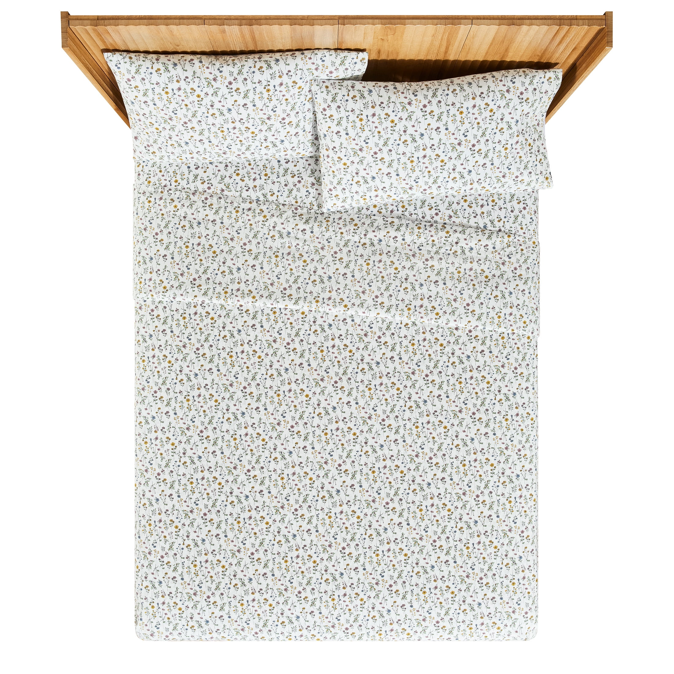 ENSEMBLE DE DRAPS EN PERCALE BOTANIQUE 4 PIÈCES BLANC, GRAND LIT – BEAUTIFUL PAR DREW BARRYMORE