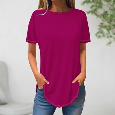 AherBiu T-Shirts pour Femmes à Col Rond, T-Shirts Amples d'Été à Manches Courtes, Hauts Basiques, Entraînement, Gym, Course Athlétique, T-Shirts