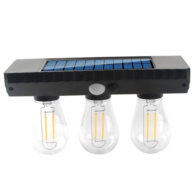 Solar Outdoor Lights Motion Sensor Wall Lamp With Tungsten Filament LED Bulb IP65 Rated For Courtyard Patio Garden Lighting