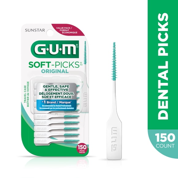GUM® Soft-Picks® Original Dental Picks, Between Teeth Cleaning, Travel Case, 80 Picks
