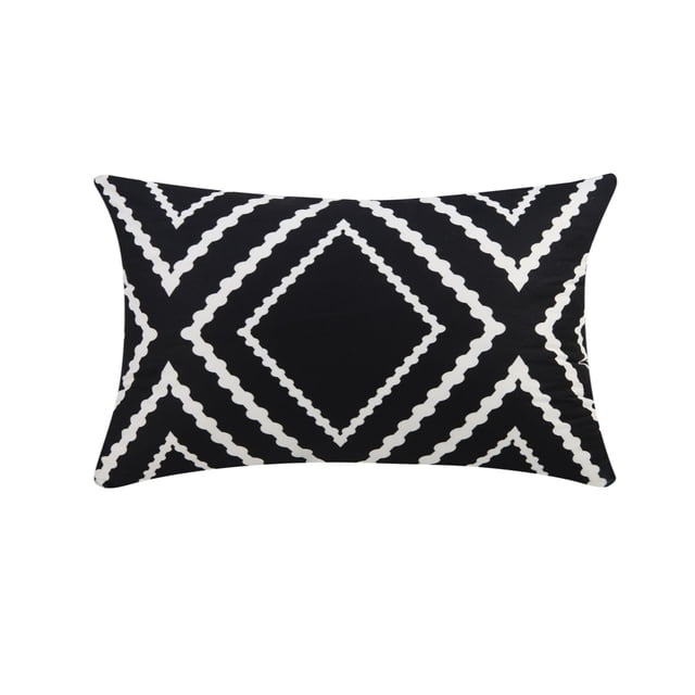 VogueV Housse d'Oreiller Imperméable 30x50cm - Protège-Coussin d'Extérieur Réversible Noir