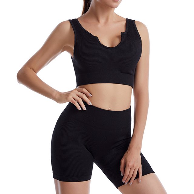 Coofit Ensemble d'Entraînement 2 Pièces Short de Yoga à Séchage Rapide pour Femmes