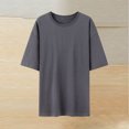 thumbnail image 2 of Pisexur Hauts d'Été pour Femmes, Hauts pour Femmes, Hauts de Sortie pour Femmes, Hauts pour Dames, T-Shirt d'Été à Col Rond Manches Courtes Décontracté Mode Imprimé avec Boutons Gris, TG, 2 of 4