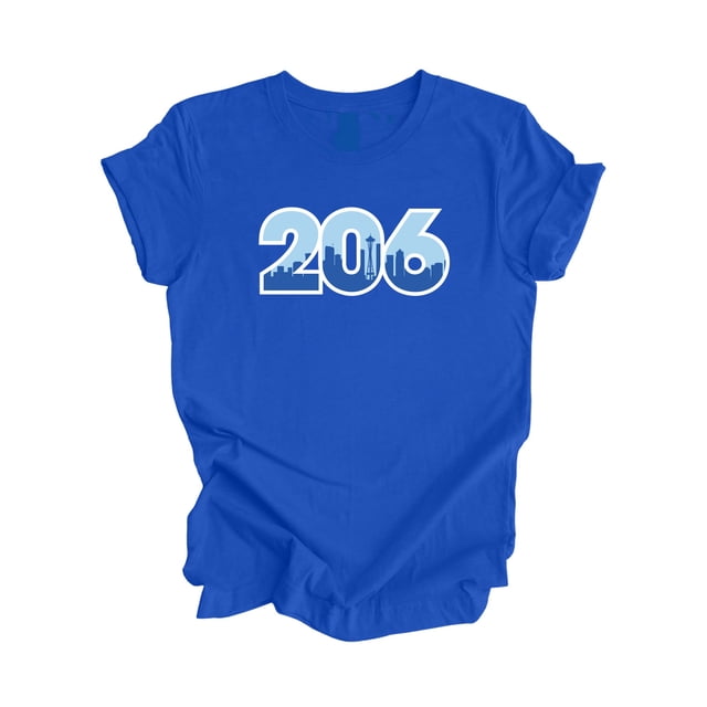 206 Seattle Washington USA Indicatif Régional Skyline Cadeau - T-Shirt Unisexe - Inspired X