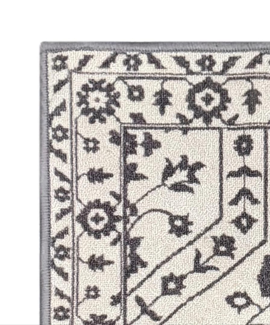 Home Decor Inc. – Tapis en nylon gris clair et anthracite à médaillon ornemental avec bordure – 4 pi x 6 pi – Recommandé pour le salon, la chambre et la salle à manger