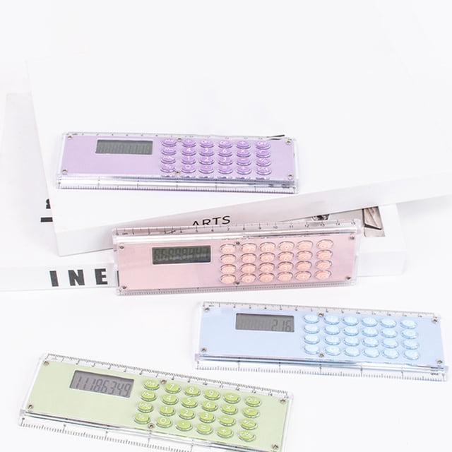 MTBLYS Calculatrice Règle 6 Pouces Opérations de Math de Base Outil de Mesure Règle Standard en Plastique Usage Bureau Maison