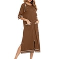 thumbnail image 1 of MeetoTime Robe pour Femmes à Fermeture Éclair devant, Robe de Maison, Chemise de Nuit à Manches 3/4, Longueur Complète, Tenue de Détente pour Dames avec Poches, 1 of 6