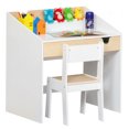 thumbnail image 1 of Qaba Ensemble Bureau et Chaise pour Enfants avec Tiroir Coulissant de Rangement pour 6-10 Ans, 1 of 10