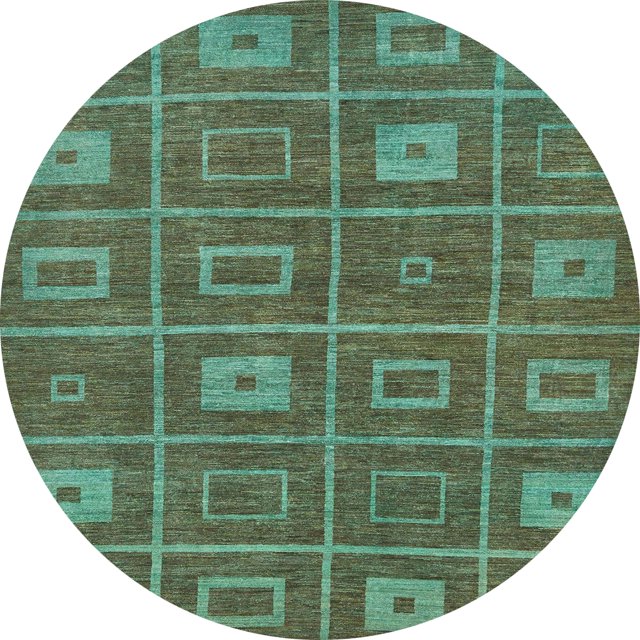 Ahgly Company Indoor Round Abstract Army Green Abstract Area Rugs, 7' Round