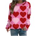 thumbnail image 1 of VALMASS Chandails en Molleton de la Saint-Valentin pour Femmes Manches Longues Col Rond Décontracté Mode Ample Blouses (2TG, Rose-A), 1 of 4