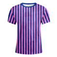 thumbnail image 4 of GDREDA T-Shirt Graphique à Manches Courtes Rayé pour Garçons Carnaval, Haut de Fête Coloré Confortable et Décontracté pour Enfants Rose,150, 4 of 4