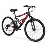Hyper Bicycles 26" Shocker Mountain Bike, Adults 14+, Black and Red