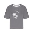 thumbnail image 3 of Blouses for Women Drop Shoulder Round Neck Oversized Crop Tops Workout Tops Tees, 3 of 7