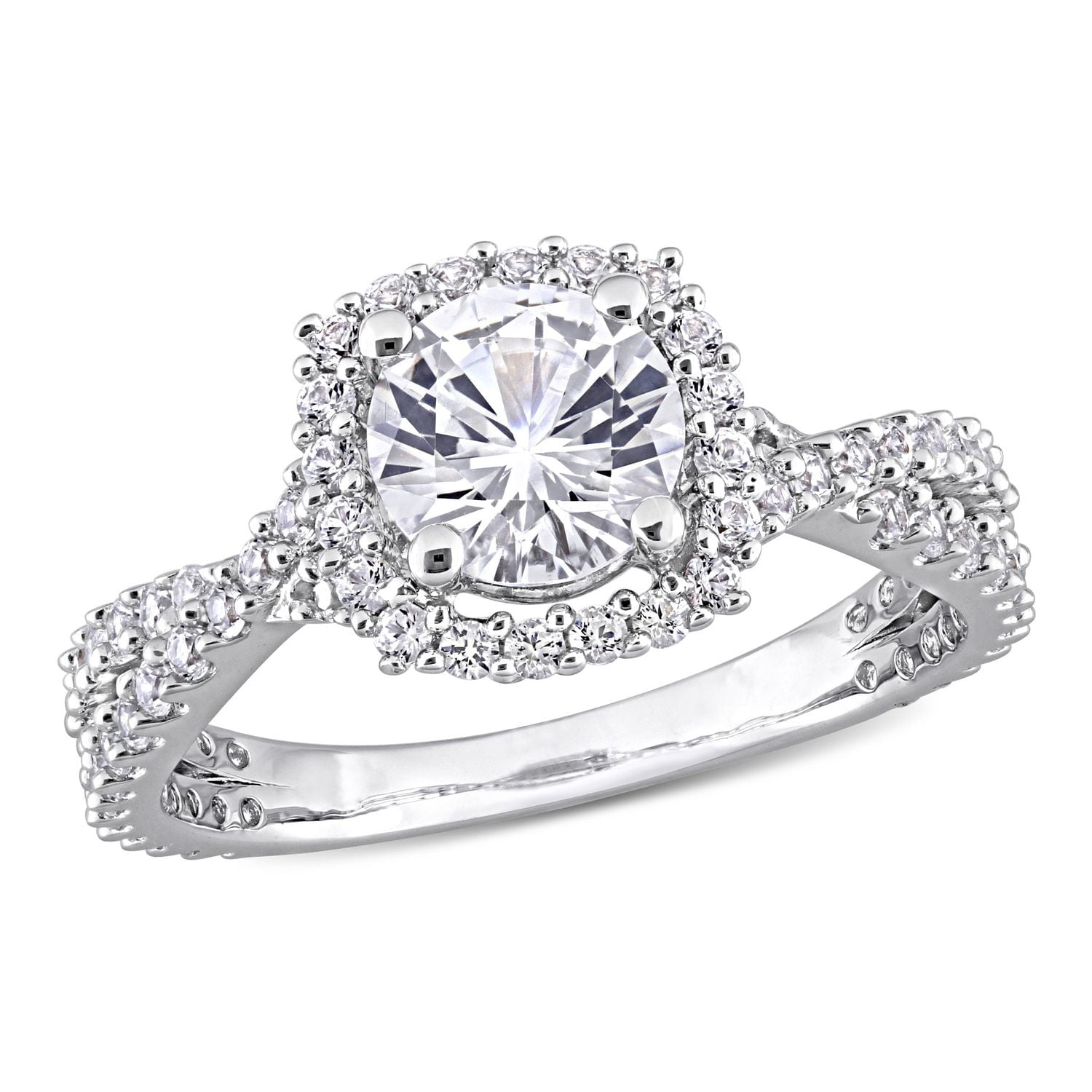 Miabella Bague de fiançailles en argent sterling avec saphir blanc créé de 2-1/8 carats P.P.T