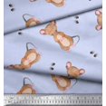 thumbnail image 2 of Soimoi Blue polyester Crepe Fabric Footprints & Mouse Kids Printed Craft Fabric by the Yard 42 Inch Wide, 2 of 5