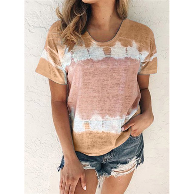 pxiakgy T-Shirts pour Femmes Printemps Été Décontracté Col Rond Manches Courtes Imprimé Grande Taille Haut T-Shirts Femmes Kaki + s