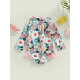 thumbnail image 4 of Fortune Toddler Baby Girl One Piece Swimsuit Long Sleeve Flower Swimwear Girls Rash Guard, 4 of 9