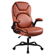 Office Chair, Adjustable Swivel Chair with PU Leather, High-Back Lumbar Support, Flip-Up Armrests for Home, Office - GD-9353