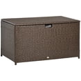 thumbnail image 1 of Outsunny Coffre de Terrasse en Rotin de 113 Gallons avec Couvercle et Poignée, Brun, 1 of 10