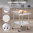 thumbnail image 4 of VEVOR Table de Travail en Acier Inoxydable 24"x24 Pouces Table Commerciale pour Préparation des Aliments avec 4 Roulettes, 4 of 9