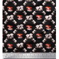 thumbnail image 1 of Soimoi Black polyester Crepe Fabric Mushroom Vegetable Printed Fabric 1 Yard 42 Inch Wide, 1 of 2