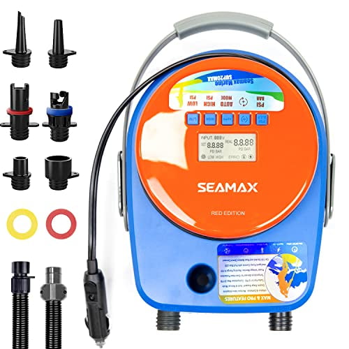 Seamax New Red Edition SUP20Max Double Stage 20PSI Electric Air Pump for Inflatable SUP and Boat, Intelligent Temperature Control with Auto & Manual Pumping Mode