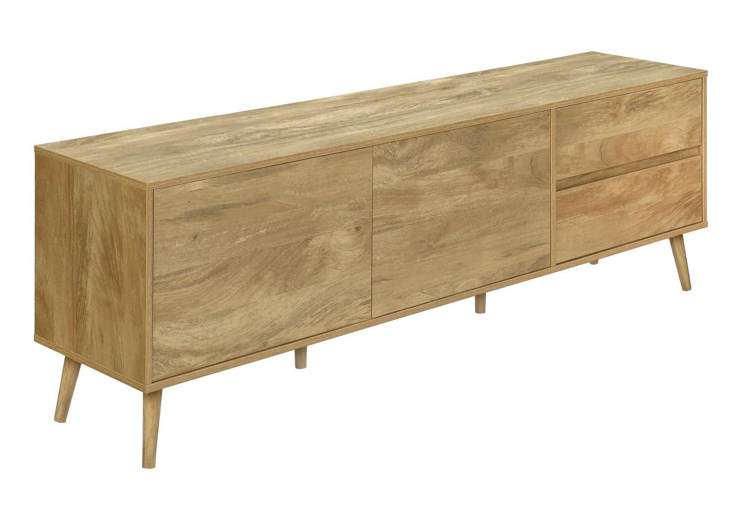 Monarch Specialties Tv Stand, 72 Inch, Console, Media Entertainment Center, Storage Drawers, Storage Cabinet, Walnut Laminate, Mid Century