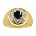 thumbnail image 1 of RYLOS Men's Rings 14K Yellow Gold Designer Gypsy 7MM Round Gemstone &   Diamond Ring Cabochon Onyx October  Size 12, 1 of 6