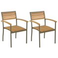 thumbnail image 1 of vidaXL Stackable Outdoor Chairs 2 pcs Solid Acacia Wood and Steel, 1 of 4