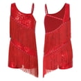 thumbnail image 1 of Mufeng Big Girls Latin Rumba Dancing Clothes Samba Tango Competition Modern Jazz Leotards Tassels Dance Dress Red 10, 1 of 6