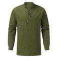 thumbnail image 1 of Chemises Hommes Mode Rétro Couleur Unie Col en Dentelle Chemise Décontractée Ample, 1 of 4
