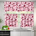 thumbnail image 5 of Pink Red Spot 3 Piece Kitchen Window Curtain Panel Tiers and Valance Set Rod Pocket Darkening Curtains Light Filtering Energy Efficient Curtain Set, 5 of 5