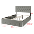 thumbnail image 3 of HMD Deborah Queen Tufted Upholstered Storage Panel Bed, Gray, 3 of 5