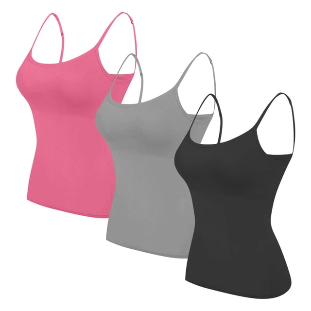 Timegard Womens 3pc Plus Size Tank Tops Scoop Neck Camis Slim Soft Casual Solid Color Sleeveless Top