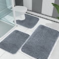 thumbnail image 4 of Dvkptbk Carpets Suits Solid Color Bath Mats 3 Set Bathroom Rugs for 3 Pcs Toilet Mats Universal Soft Comfortable Water Absorption Non-Slip Thick Machine Washable Easier to Dry Dark Bathroom Decor, 4 of 7