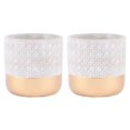 thumbnail image 1 of Inspirella 5.3 In Ceramic Geometric Plant Pots w/ Drainage Holes (2 Pack), 1 of 9