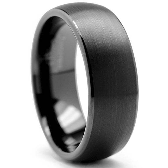 8MM Men's Dome Black Tungsten Ring Wedding Band Jewelry