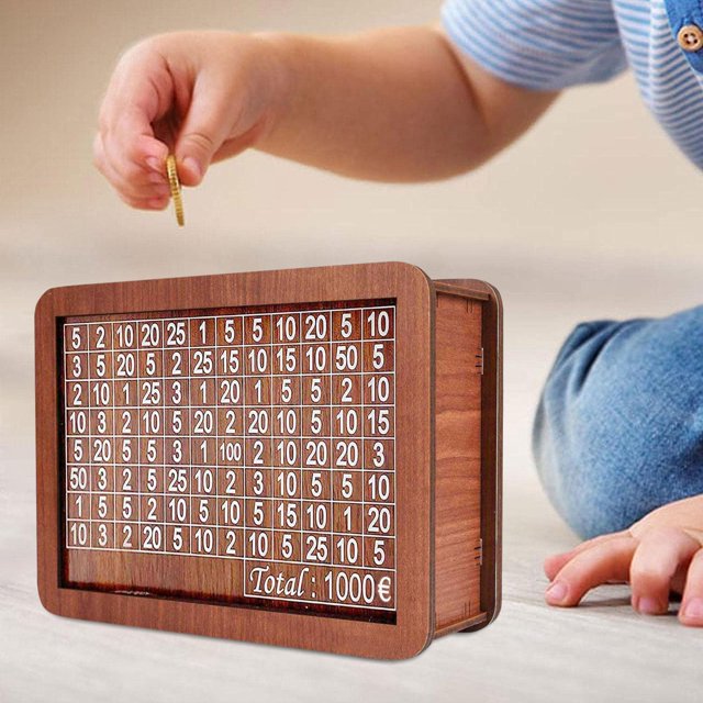 Money Box with Counter Creative Retro Money Saver for Friend Gift Boys Girls 1000 Euros