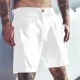 thumbnail image 2 of Men's Linen Shorts Classic Slim - Elastic Waist Summer Beach Pants, 7 Inch Inseam, 70% Rayon 30% Linen, 2 of 6
