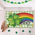 thumbnail image 3 of St. Patricks Day Lucky Clover Decorative Front Door Mat, Shamrock Rainbow Doormat Indoor Outdoor Non-Slip Floor Entryway Rug, Spring Plaid Farmhouse Irish Home Kitchen Decoration 17x29 Inch, 3 of 6