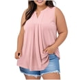 thumbnail image 1 of Posijego Débardeurs Grande Taille pour Femmes Blouse Habillée Col en V Sans Manches Plissée Décontractée pour le Travail, 1 of 7