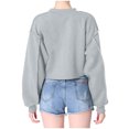 thumbnail image 3 of Yuyuzo Chandails en Molleton Courts pour Femmes Manches Longues Couleur Unie Col Rond Ample Décontracté Automne Pull Tops, 3 of 6