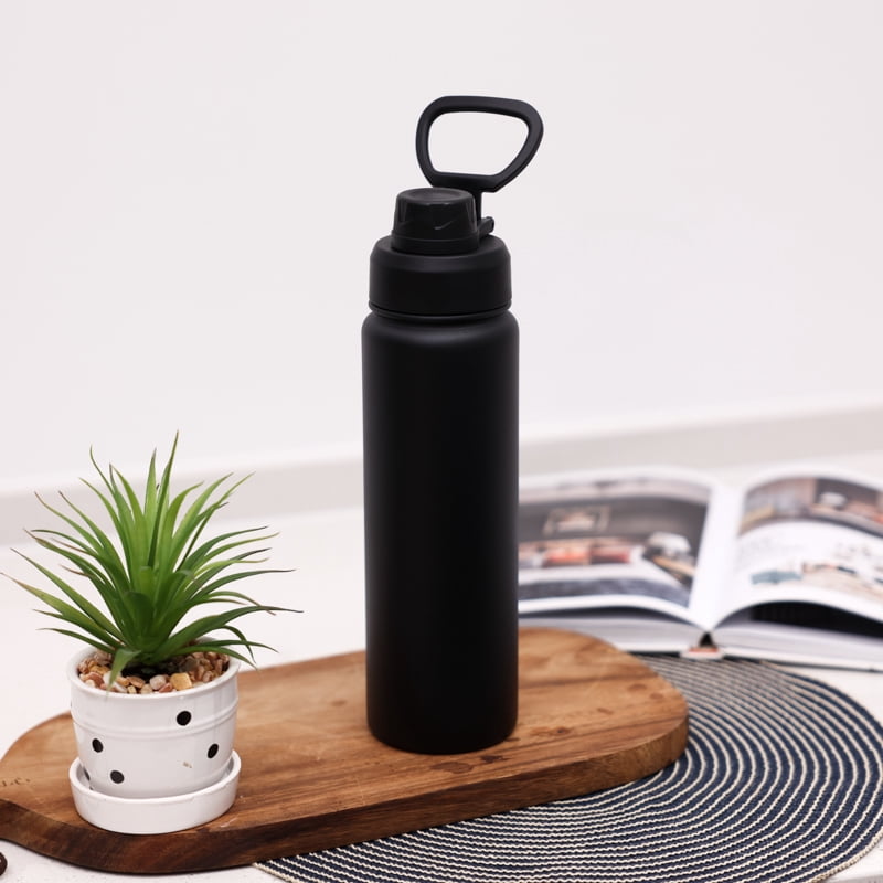 Gobelet isotherme Mainstays 24 oz (700 ml) noir, bouteille d'eau isotherme en acier inoxydable à double paroi, étanche, pour les voyages et l'usage quotidien